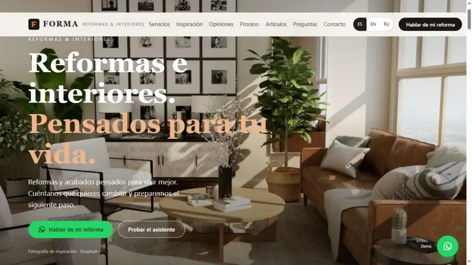 Demo FORMA: presentación de servicios de reformas